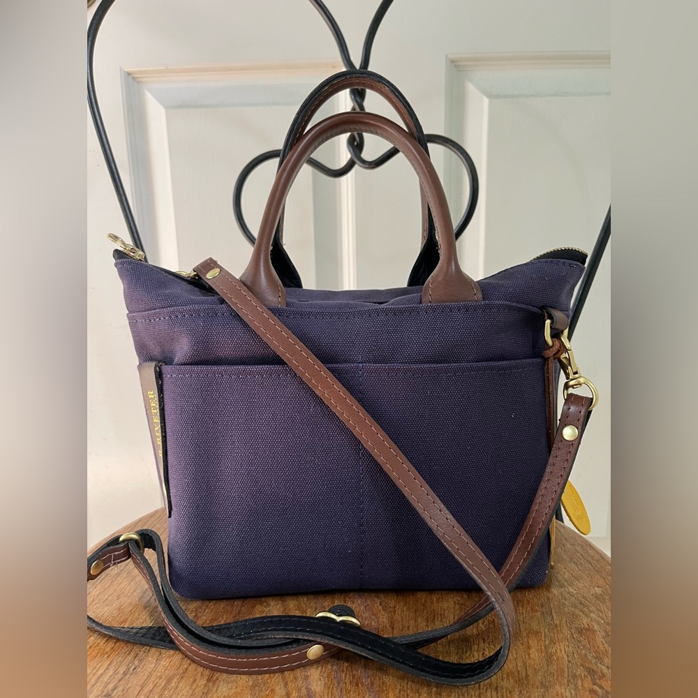 R Riveter Dot Crossbody Satchel Purse - Navy Canvas